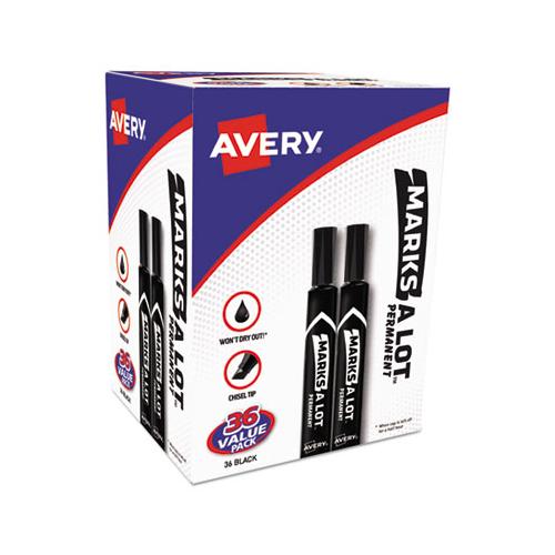 Marks A Lot Large Desk-style Permanent Marker Value Pack, Broad Chisel Tip, Black, 36-pack