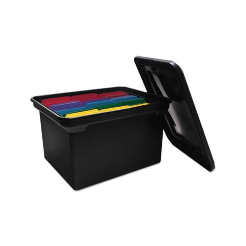 File Tote With Lid, Letter-legal Files, 14.13" X 18" X 10.75", Black
