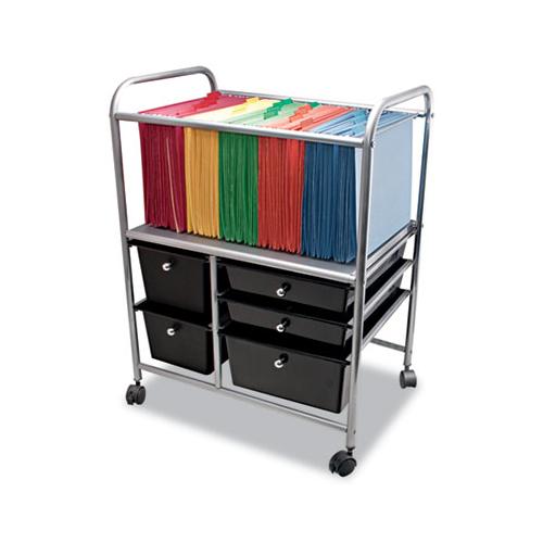 Letter-legal File Cart W-five Storage Drawers, 21.63w X 15.25d X 28.63h, Black