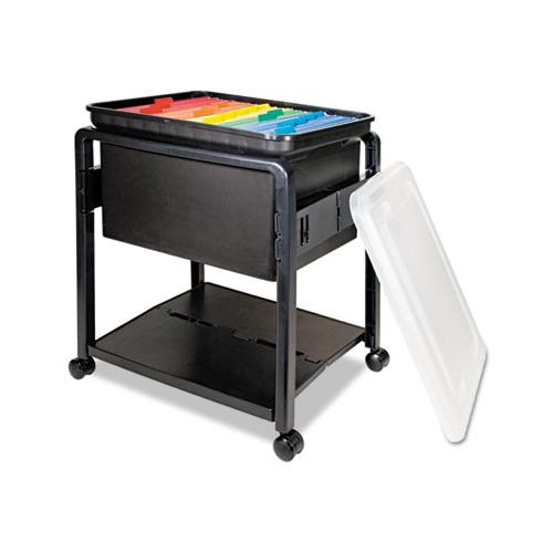 Folding Mobile File Cart, 14.5w X 18.5d X 21.75h, Clear-black