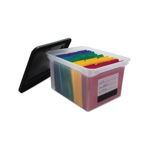 File Tote With Contents Label, Letter-legal Files, 17.75" X 14" X 10.25", Clear-black