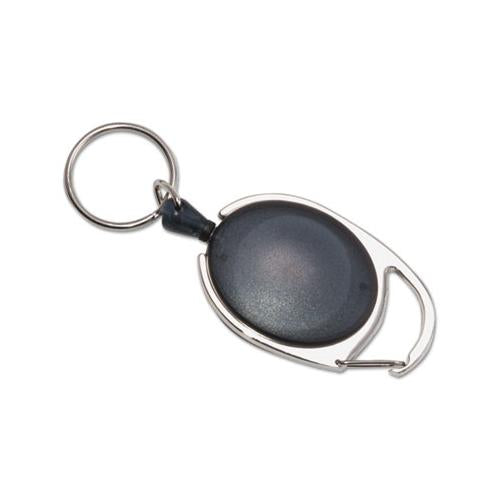 Carabiner-style Retractable Id Card Reel, 30" Extension, Smoke, 6-pack