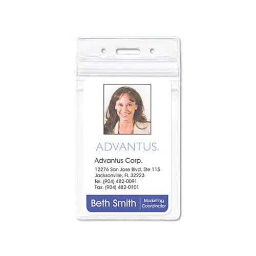 Pvc-free Badge Holders, Vertical, 3.5 X 5.13, Clear, 50-pack