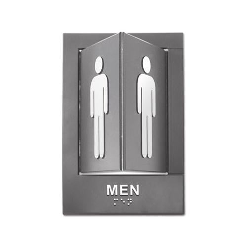 Pop-out Ada Sign, Men, Tactile Symbol-braille, Plastic, 6 X 9, Gray-white