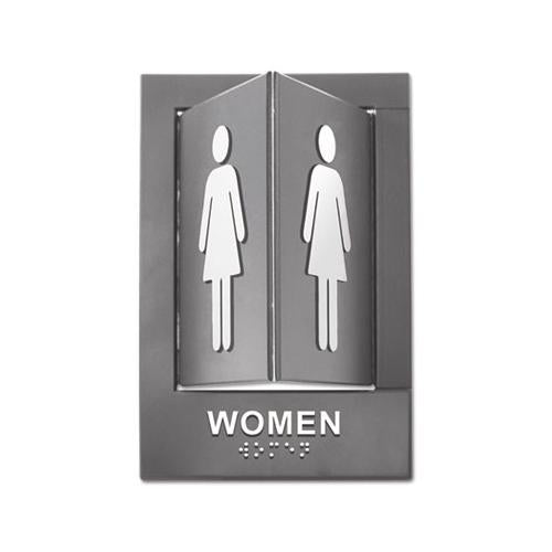 Pop-out Ada Sign, Women, Tactile Symbol-braille, Plastic, 6 X 9, Gray-white