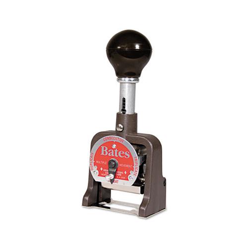 Multiple Movement Numbering Machine, Six Wheels, Re-inkable, Size E, Black