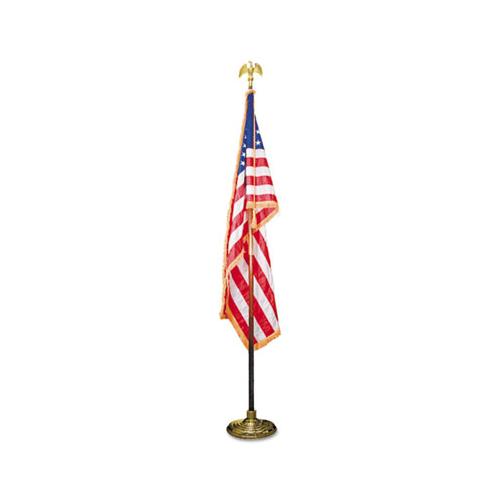 Deluxe 3 Ft X 5 Ft U.s. Flag, 8 Ft Oak Staff, 2" Gold Fringe, 7" Goldtone Eagle
