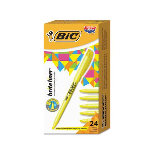 Brite Liner Highlighter, Chisel Tip, Yellow, 24-pack