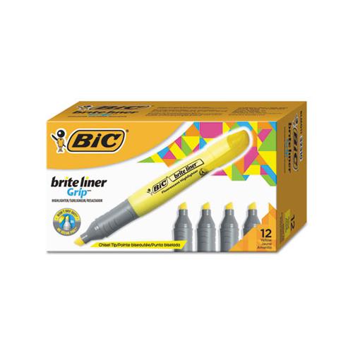 Brite Liner Tank-style Highlighter, Chisel Tip, Fluorescent Yellow, Dozen