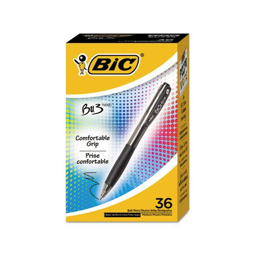 Bu3 Retractable Ballpoint Pen, Medium 1 Mm, Black Ink-barrel, 36-pack