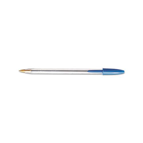 Cristal Xtra Smooth Stick Ballpoint Pen, 1mm, Blue Ink, Clear Barrel, Dozen