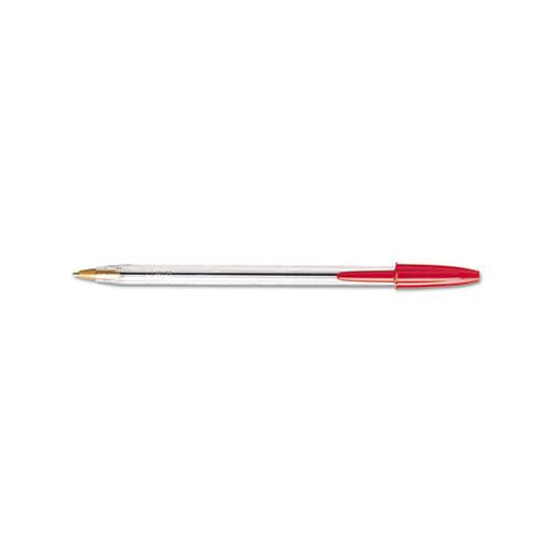 Cristal Xtra Smooth Stick Ballpoint Pen, 1mm, Red Ink, Clear Barrel, Dozen