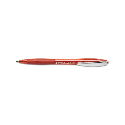 Atlantis Retractable Ballpoint Pen, Medium 1mm, Red Ink-barrel, Dozen