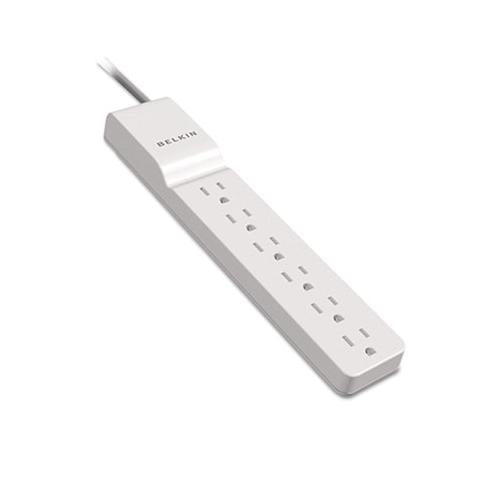 Home-office Surge Protector W-rotating Plug, 6 Outlets, 8 Ft Cord, 720j, White