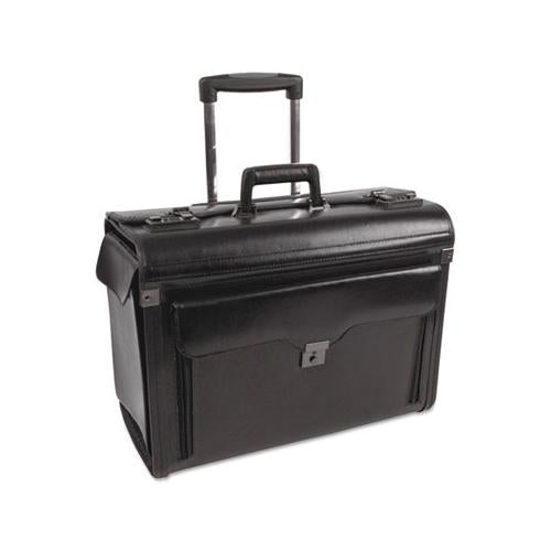 Catalog Case On Wheels, Leather, 19 X 9 X 15-1-2, Black