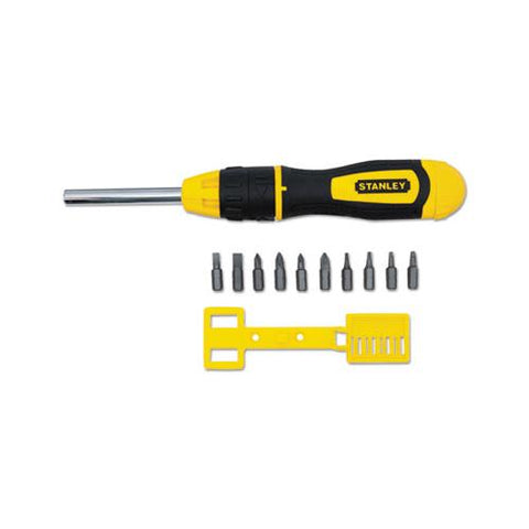 3 Inch Multi-bit Ratcheting Screwdriver, 10 Bits, Black-yellow