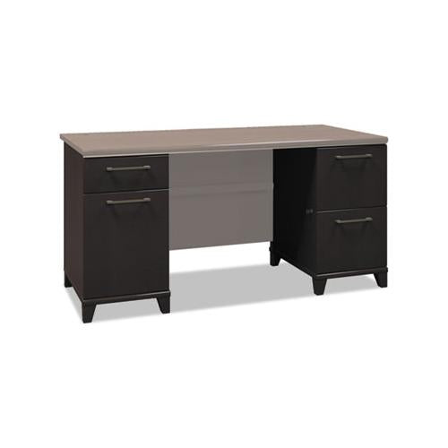 Enterprise Collection 60w Double Pedestal Desk, 60w X 28.63d X 29.75h, Mocha Cherry (box 1 Of 2)