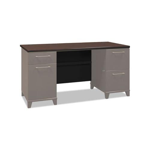 Enterprise Collection 60w Double Pedestal Desk, 60w X 28.63d X 29.75h, Mocha Cherry (box 2 Of 2)