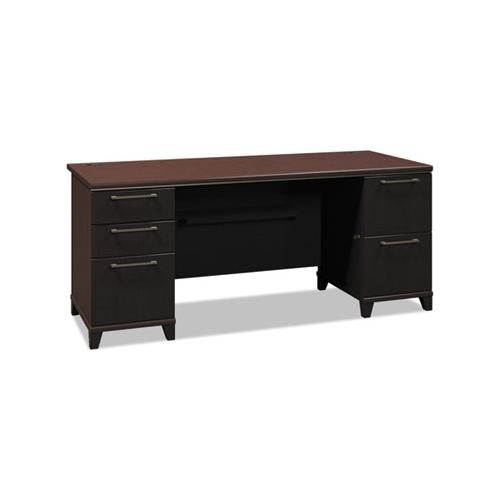 Enterprise Collection 72w Double Pedestal Desk, 70.13w X 28.63d X 29.75h, Mocha Cherry (box 1 Of 2)