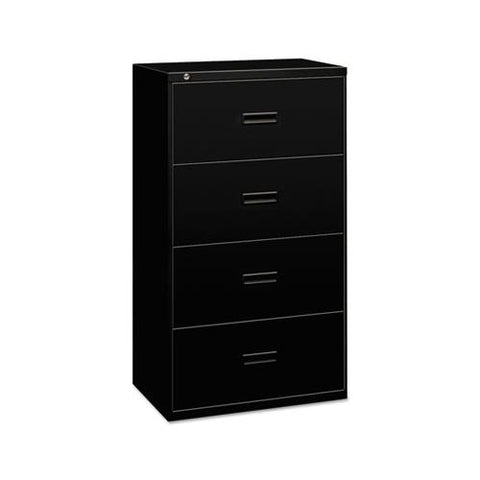 400 Series Four-drawer Lateral File, 30w X 18d X 52.5h, Black