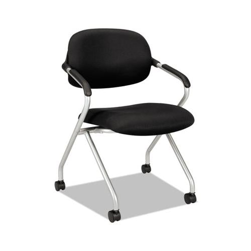 Hvl303 Nesting Arm Chair, Black Seat-black Back, Platinum Base