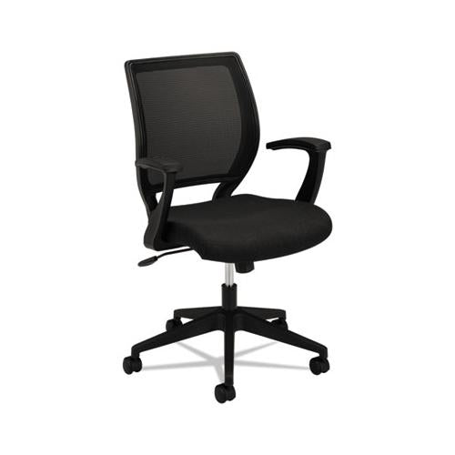 Hvl521 Mesh Mid-back Task Chair, Supports Up To 250 Lbs., Black Seat-black Back, Black Base