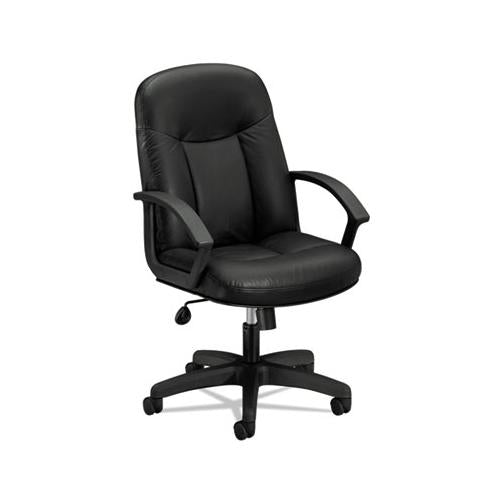 Hvl601 Series Executive High-back Leather Chair, Supports Up To 250 Lbs., Black Seat-black Back, Black Base