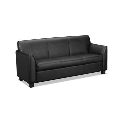 Circulate Leather Reception Three-cushion Sofa, 73w X 28.75d X 32h, Black