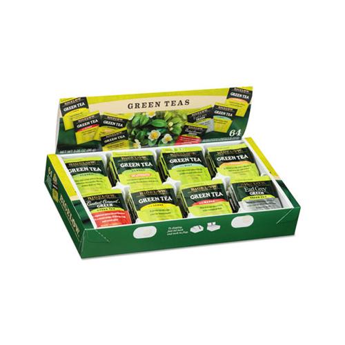 Green Tea Assortment, Individually Wrapped, Eight Flavors, 64 Tea Bags-box