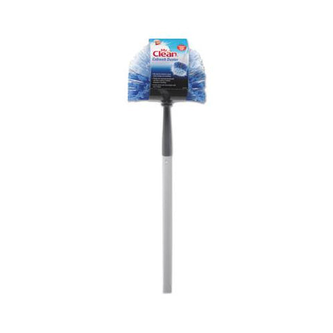 Telescopic Cobweb Duster, Blue-white, 11" Brush, 60" Handle