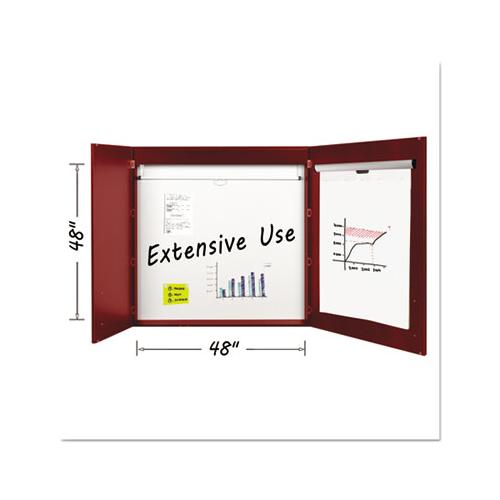 Conference Cabinet, Porcelain Magnetic, Dry Erase, 48 X 48, Cherry