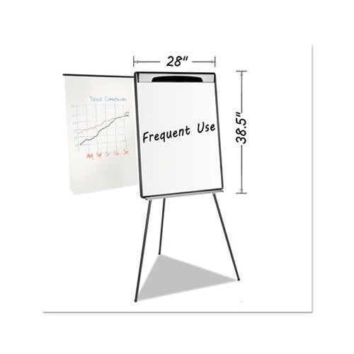 Magnetic Gold Ultra Dry Erase Tripod Easel W- Ext Arms, 32" To 72", Black-silver