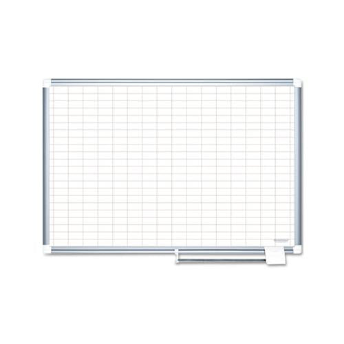 Grid Planning Board, 1 X 2 Grid, 48 X 36, White-silver