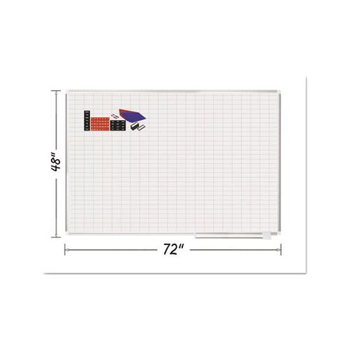 Grid Planning Board W- Accessories, 1 X 2 Grid, 72 X 48, White-silver