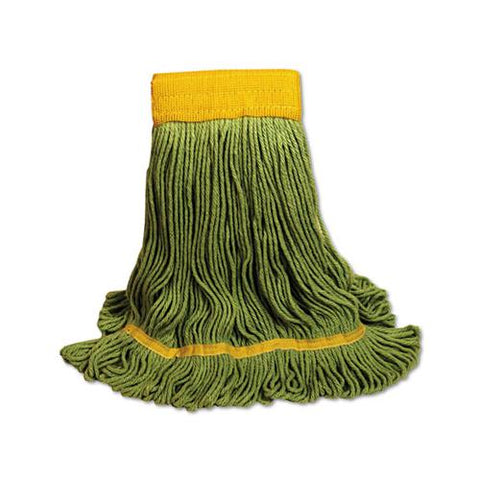 Ecomop Looped-end Mop Head, Recycled Fibers, Large Size, Green, 12-carton