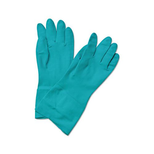 Flock-lined Nitrile Gloves, Medium, Green, Dozen