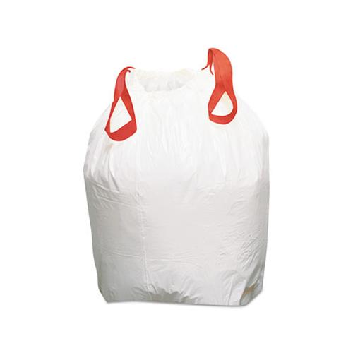 Drawstring Kitchen Bags, 13 Gal, 0.8 Mil, White, 100-carton