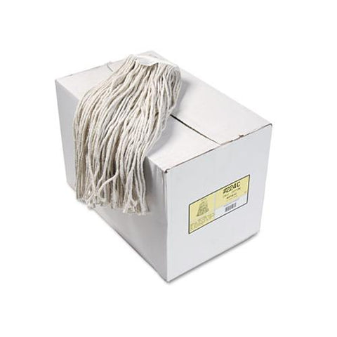 Premium Cut-end Wet Mop Heads, Cotton, 24oz, White, 12-carton