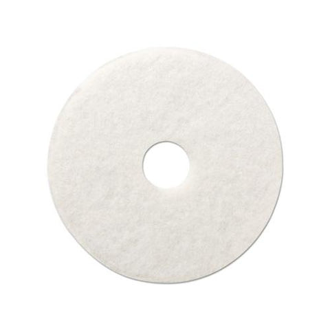 Polishing Floor Pads, 12" Diameter, White, 5-carton