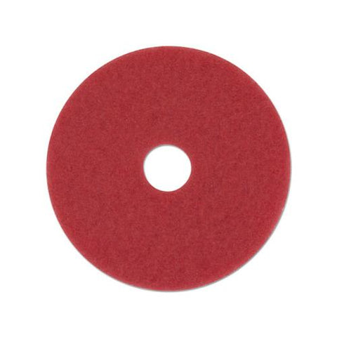 Buffing Floor Pads, 13" Diameter, Red, 5-carton