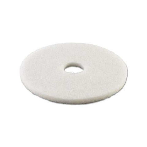Polishing Floor Pads, 13" Diameter, White, 5-carton
