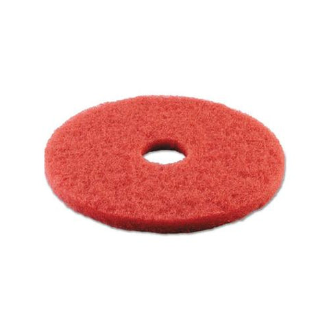 Buffing Floor Pads, 15" Diameter, Red, 5-carton