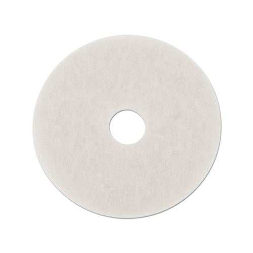 Polishing Floor Pads, 18" Diameter, White, 5-carton