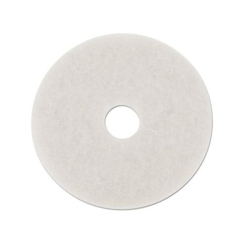 Polishing Floor Pads, 18" Diameter, White, 5-carton