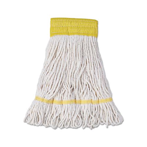Super Loop Wet Mop Head, Cotton-synthetic Fiber, 5" Headband, Small Size, White, 12-carton