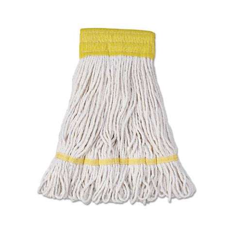 Super Loop Wet Mop Head, Cotton-synthetic Fiber, 5" Headband, Small Size, White, 12-carton