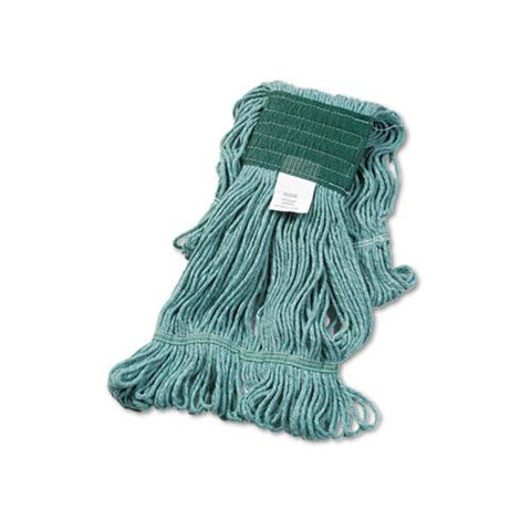 Super Loop Wet Mop Head, Cotton-synthetic Fiber, 5" Headband, Medium Size, Green, 12-carton