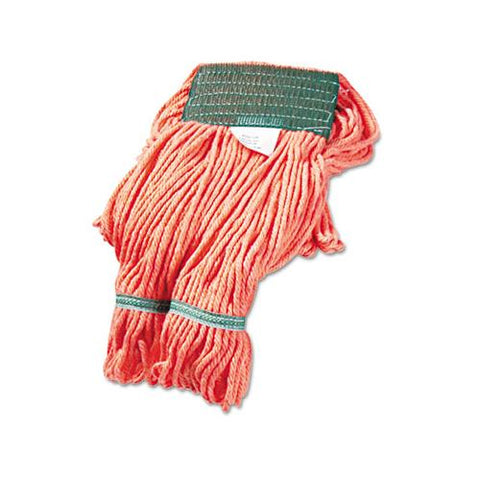 Super Loop Wet Mop Head, Cotton-synthetic Fiber, 5" Headband, Medium Size, Orange, 12-carton