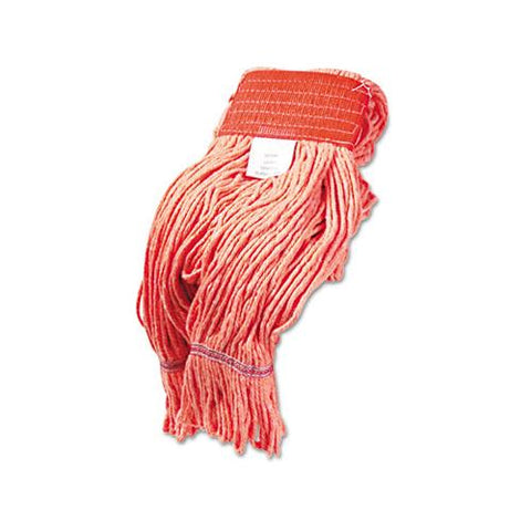 Super Loop Wet Mop Head, Cotton-synthetic Fiber, 5" Headband, Large Size, Orange, 12-carton