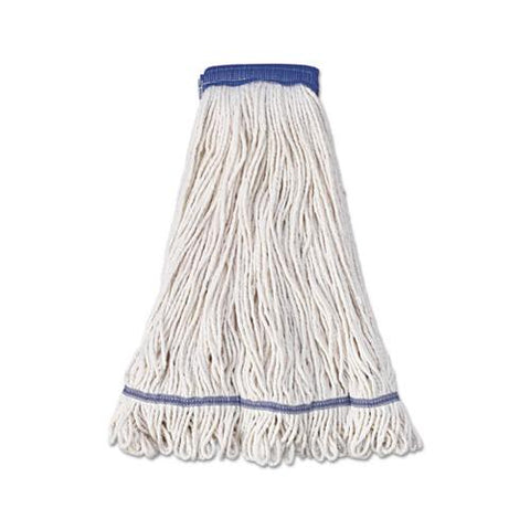 Super Loop Wet Mop Head, Cotton-synthetic Fiber, 5" Headband, X-large Size, White, 12-carton